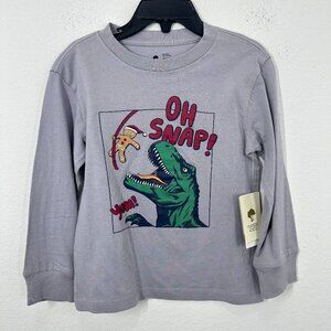 Tucker & Tate Boys NWT Grey Gingerbread Man Dinosaur "Oh, Snap!" Graphic Tee